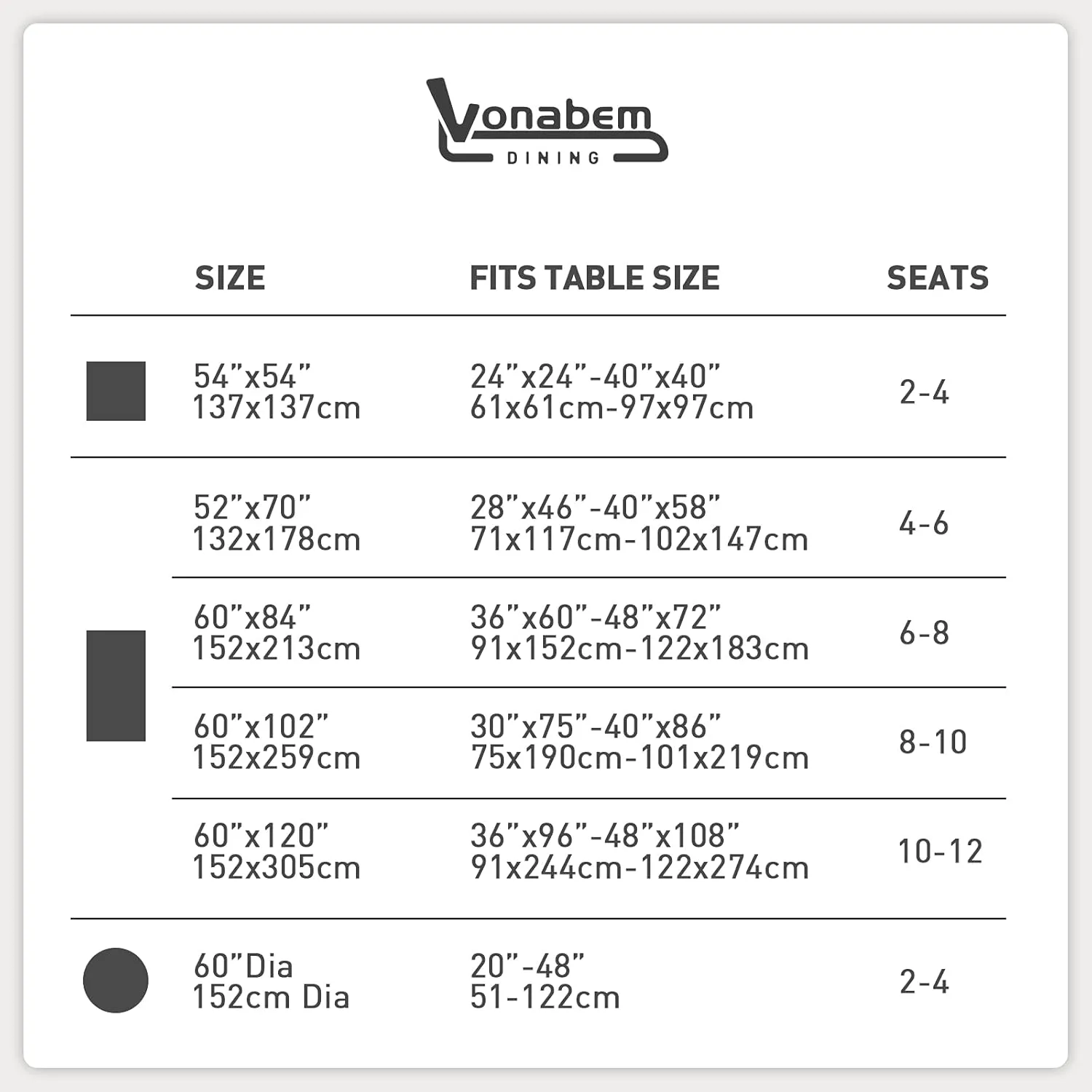 Vonabem 100% Waterproof Rectangle PVC Tablecloth, Vinyl Table Cloth Cover Oil Proof Spill Proof Wipeable Table Cloths for Indoor and Outdoor Use (Grey, 60X120IN)
