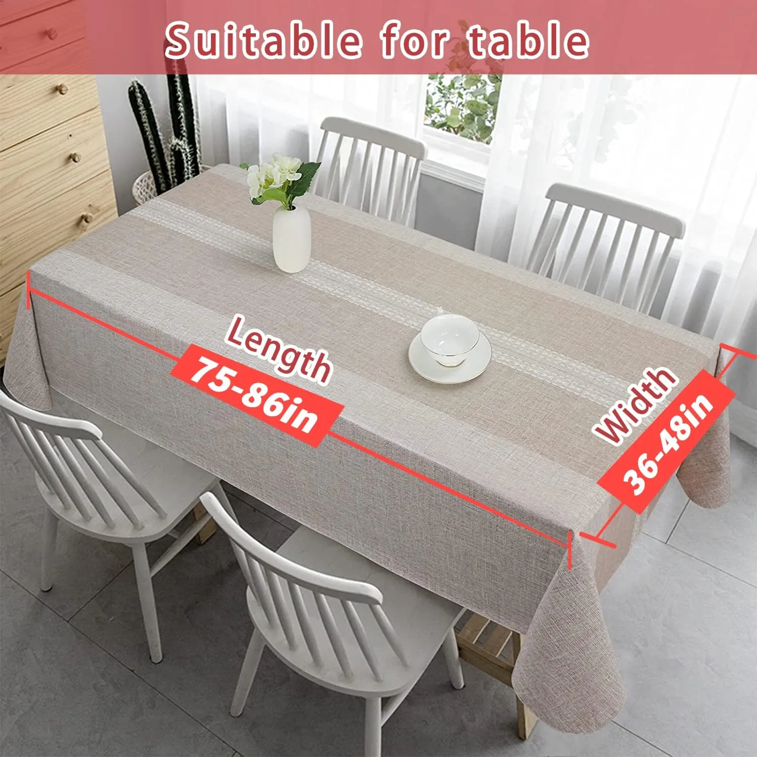 Vonabem Vinyl Tablecloth with Flannel Backing, Plastic Water Oil Proof Rectangle Table Cloth Cover, PVC Table Cloths for Camping Picnic Dining Indoor Outdoor(Green,60X102IN)
