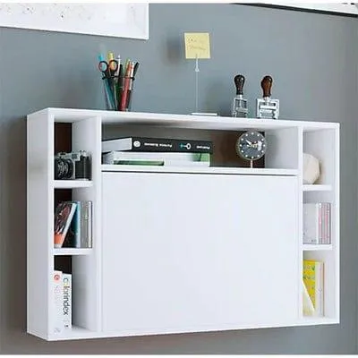 Wall-Mounted Floating Table Laptop Home Office Desk With Drawer