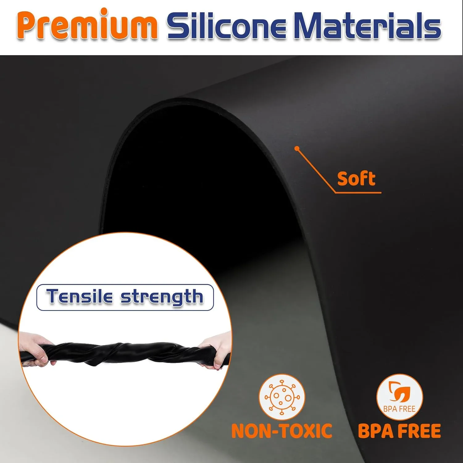 Warome Silicone Mats - 78.7 x 15.7 Inches, Large Countertop Protector, Nonskid Heat Resistant Desk Saver Pad, Black