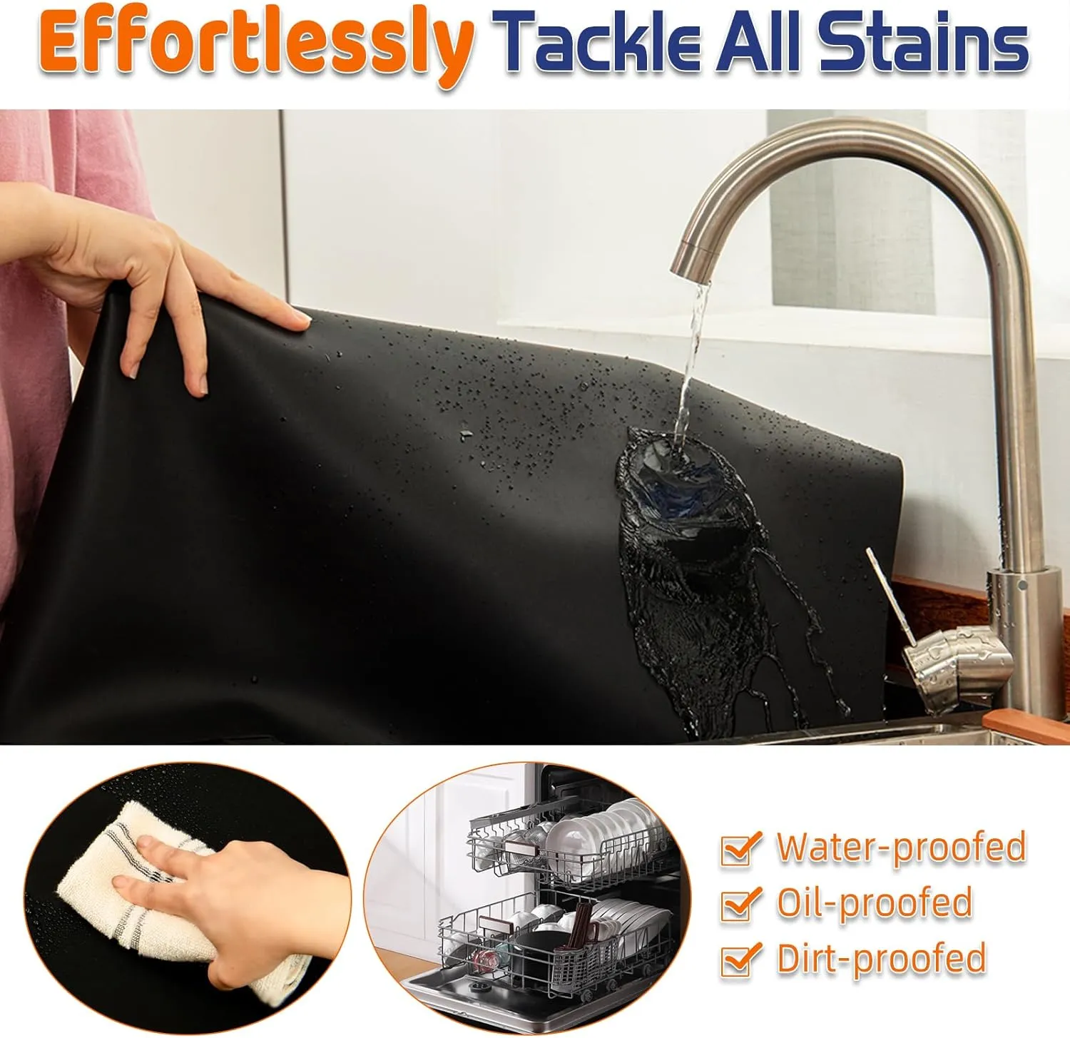Warome Silicone Mats - 78.7 x 15.7 Inches, Large Countertop Protector, Nonskid Heat Resistant Desk Saver Pad, Black