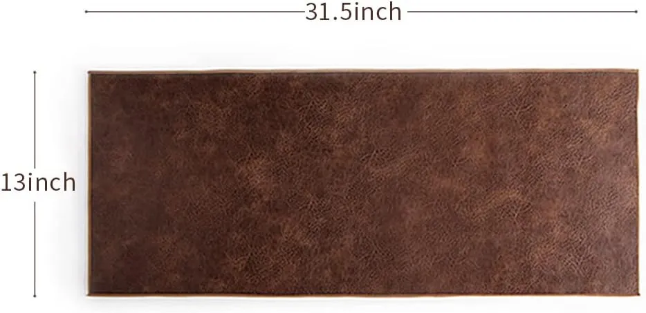 Waterproof PU Leather Table Runner, 13×31.5 Inch Vintage Coffee/Tea Mats, Heat Resistant & Wipe Clean, Bedside Nightstand Cover
