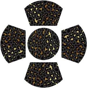 Wedge Placemats Set of 5 Animal Leopard Print Cheetah Heat Resistant 4 Wedge Place Mat and 1 Round Mat Wipeable Washable Plastic PVC Dinner Table Mats for Indoor Kitchen Party Dining Table