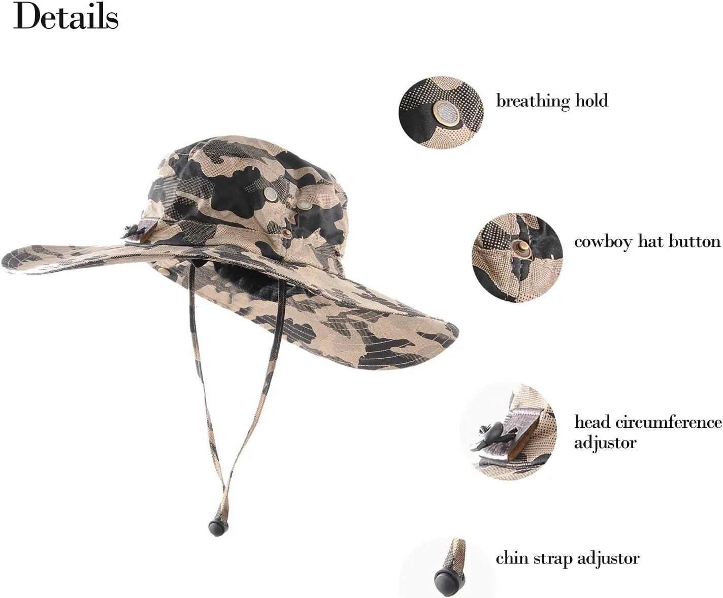 Wide Brim Military Camouflage Hat Summer Fishing Hunting Camping Hiking Cap Outdoor Sun Hat Boonie Hat