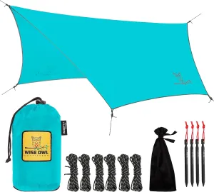 Wise Owl Outfitters Hammock Tarp, Hammock Tent - Rain Tarp for Camping Hammock - Camping Gear Must Haves w/Easy Set Up Including Tent Stakes and Carry Bag