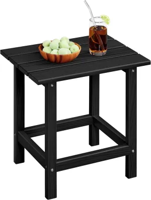Yaheetech Adirondack Outdoor Side Table, HDPE Small Patio End Table, Pool Composite Patio Table, Balcony Modern Outside Tables for Garden, Pool, Beach, Porch, Deck, Indoor, Backyard Black/single layer