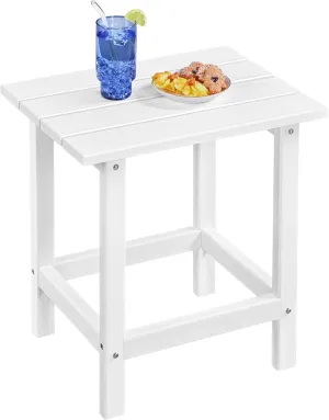 Yaheetech Adirondack Outdoor Side Table, HDPE Small Patio End Table, Pool Composite Patio Table, Balcony Modern Outside Tables for Garden, Pool, Beach, Porch, Deck, Indoor, Backyard White/single layer