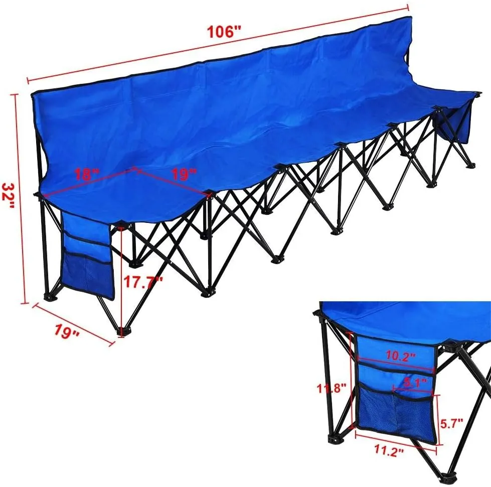 Yaheetech Foldable Sideline Bench 600D Oxford Double Layer Fabric