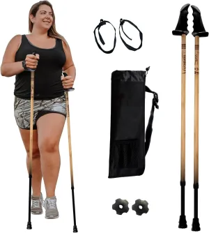 York Nordic Big and Tall Motivator Walking Poles for Balance and Rehab - 2 Pieces - Strong Push Button Locks, Detachable Rubber Feet, Travel Bag - for Heights 4' up to 7' feet and Weights up to 500lbs