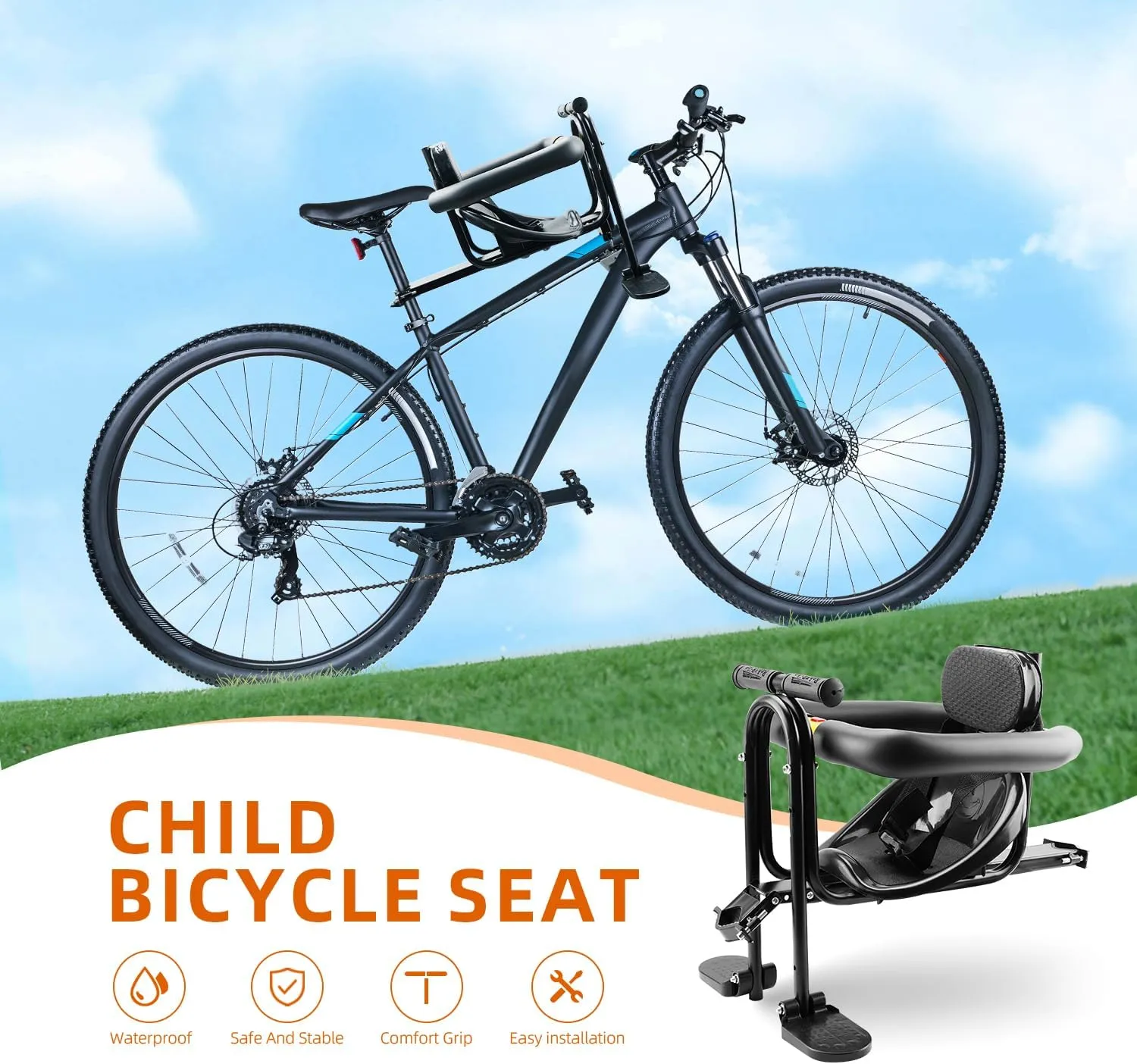 YouTeMei Kids Bike seat, Front Mounted Bike Seat for Adult Bike,Bike Seat Kids for 1-6years Old…
