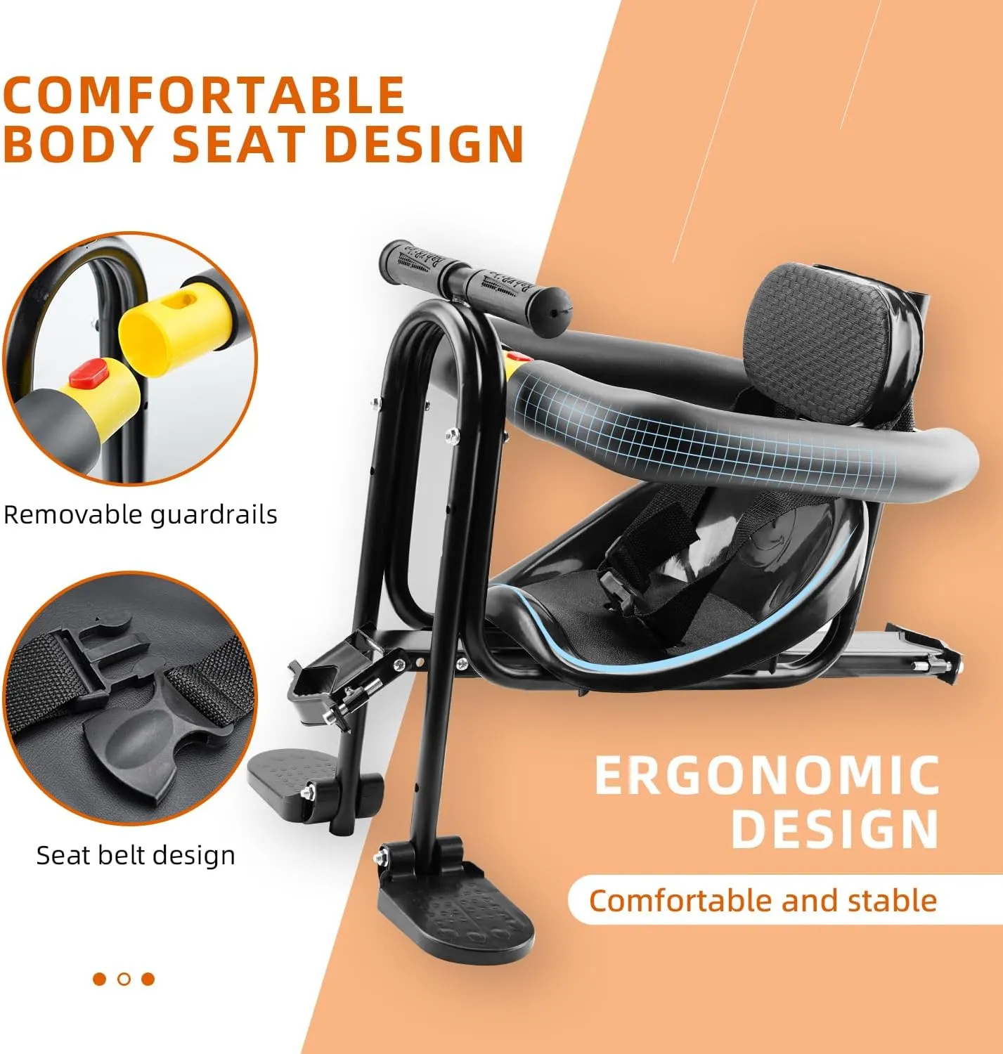 YouTeMei Kids Bike seat, Front Mounted Bike Seat for Adult Bike,Bike Seat Kids for 1-6years Old…