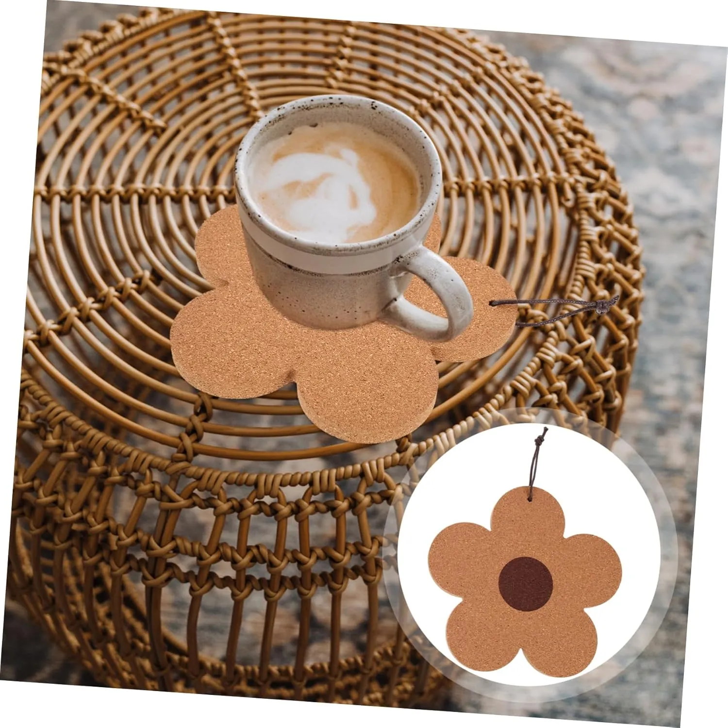 Zerodeko Craftsmanship Cork Coasters 3-Piece Heat-Resistant Cup Mats Adorable Design for Home Dec