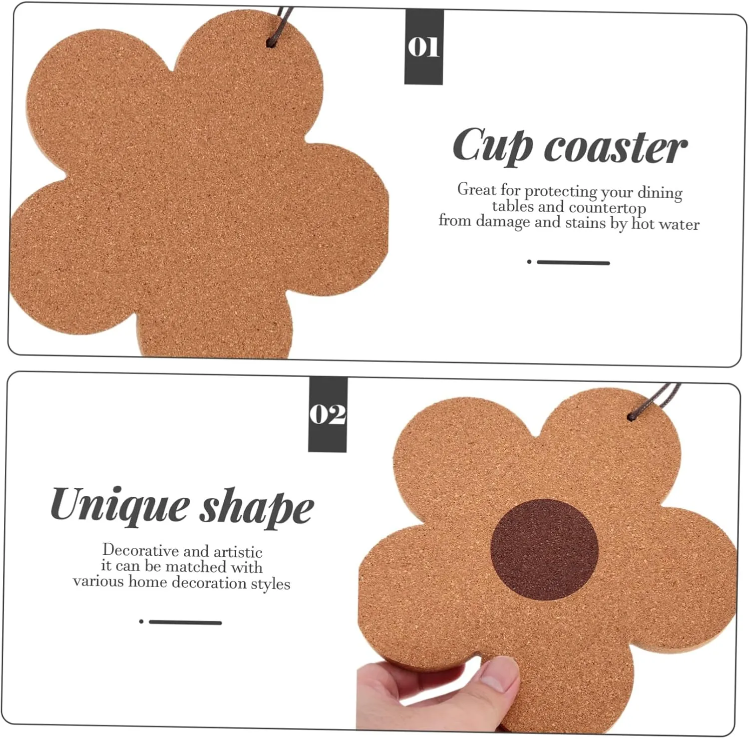Zerodeko Craftsmanship Cork Coasters 3-Piece Heat-Resistant Cup Mats Adorable Design for Home Dec