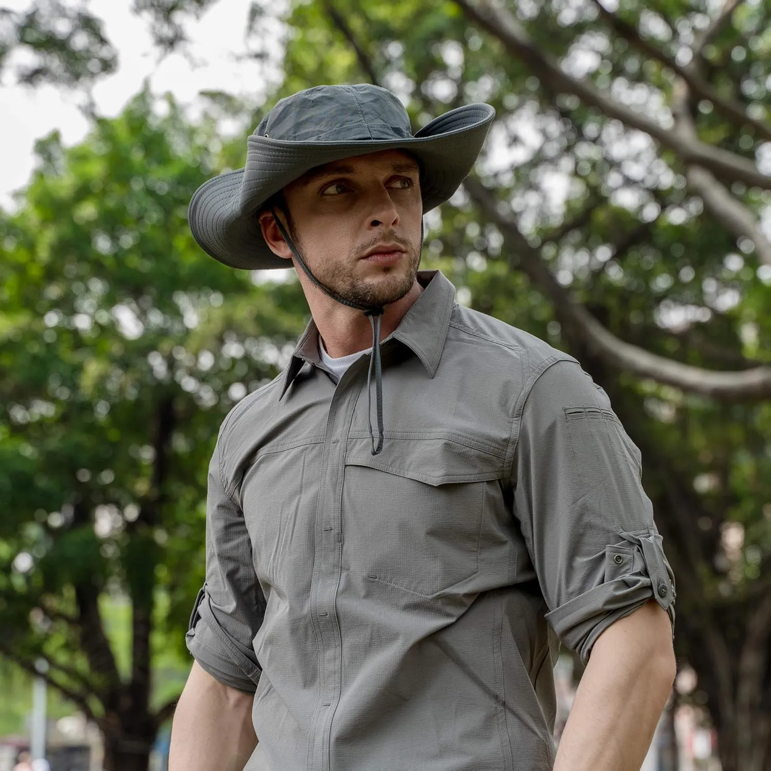 ZLYC Outdoor Extra Wide Brim Sun Hat for Men and Women Waterproof Bucket Boonie Hat