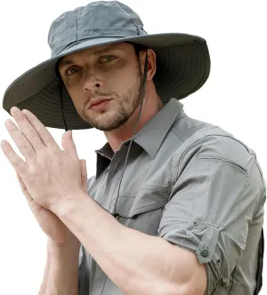 ZLYC Outdoor Extra Wide Brim Sun Hat for Men and Women Waterproof Bucket Boonie Hat