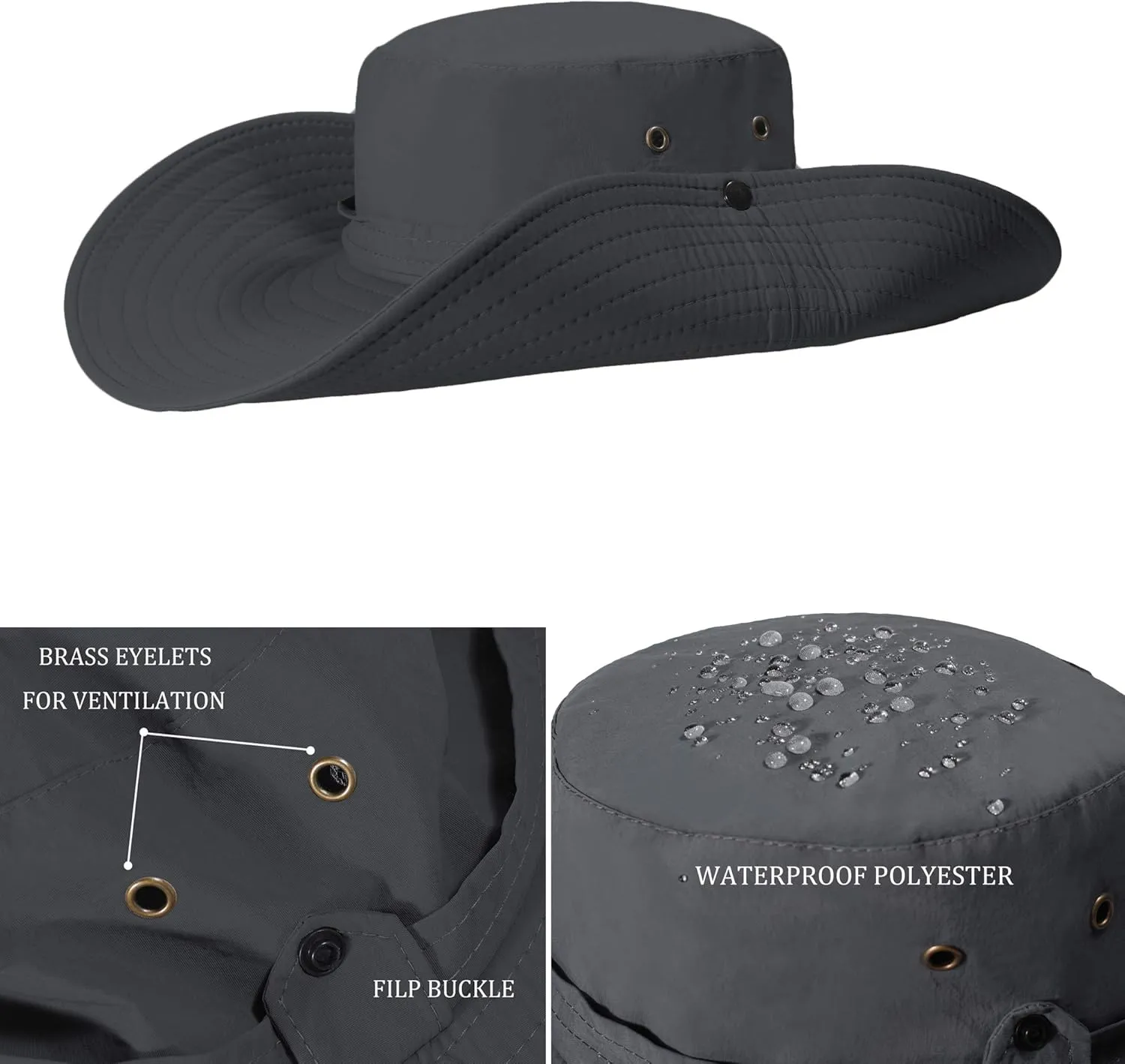 ZLYC Outdoor Extra Wide Brim Sun Hat for Men and Women Waterproof Bucket Boonie Hat